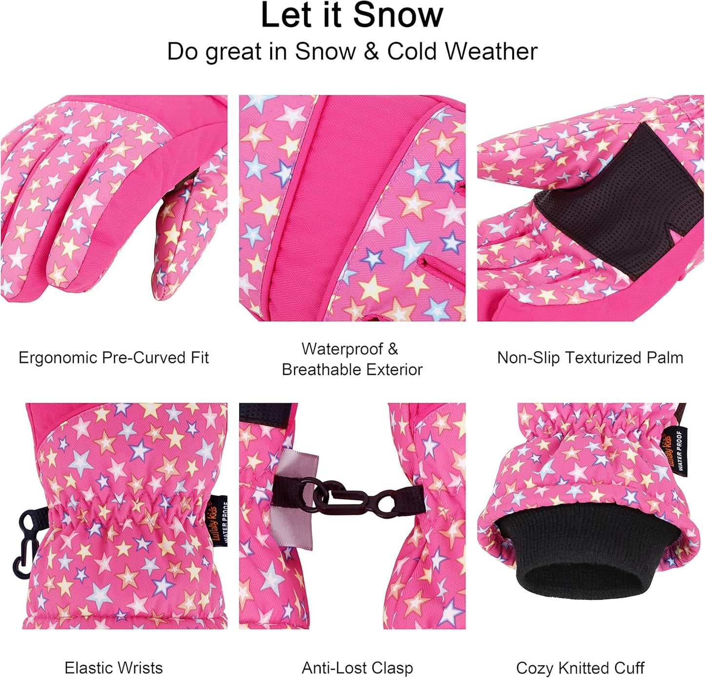 Cotton Kid'S Windproof Waterproof Snow Ski Gloves