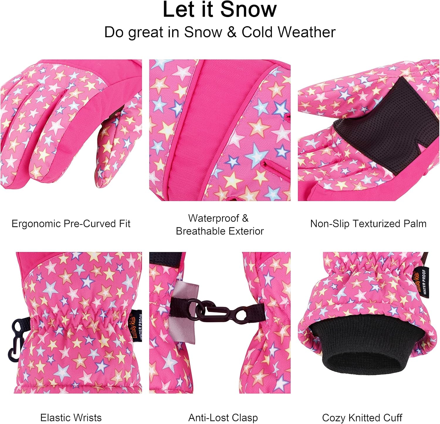 Cotton Kid'S Windproof Waterproof Snow Ski Gloves