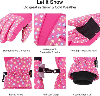 Cotton Kid'S Windproof Waterproof Snow Ski Gloves