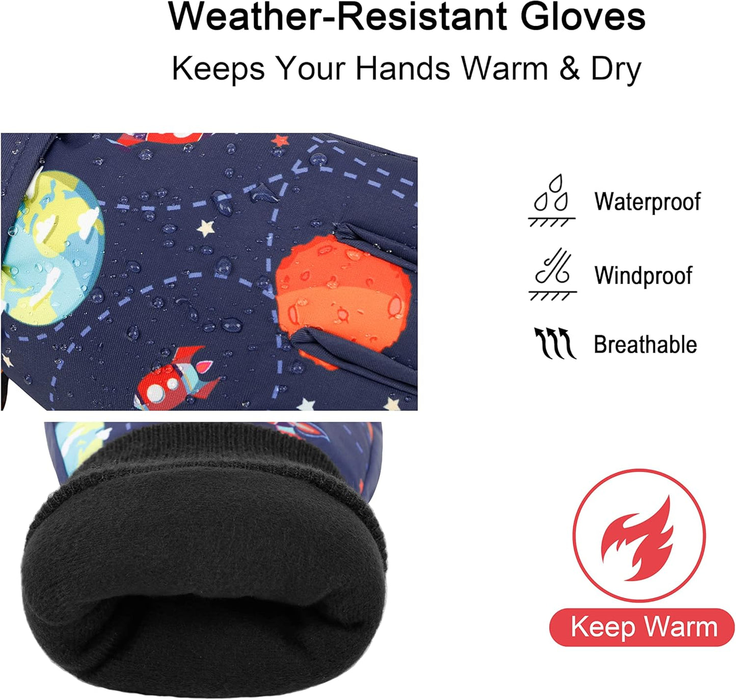 Cotton Kid'S Windproof Waterproof Snow Ski Gloves