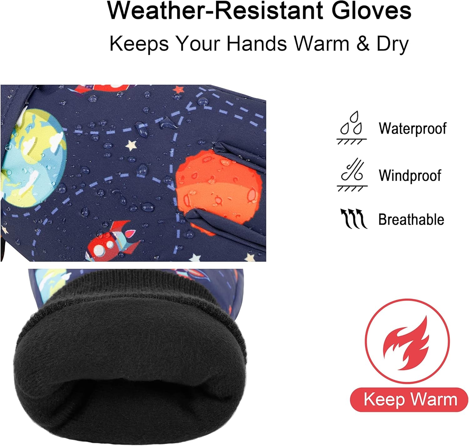 Cotton Kid'S Windproof Waterproof Snow Ski Gloves