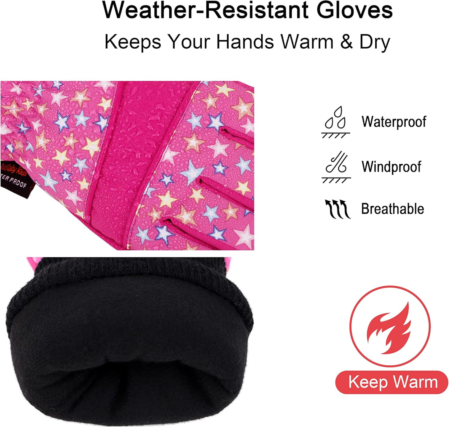 Cotton Kid'S Windproof Waterproof Snow Ski Gloves